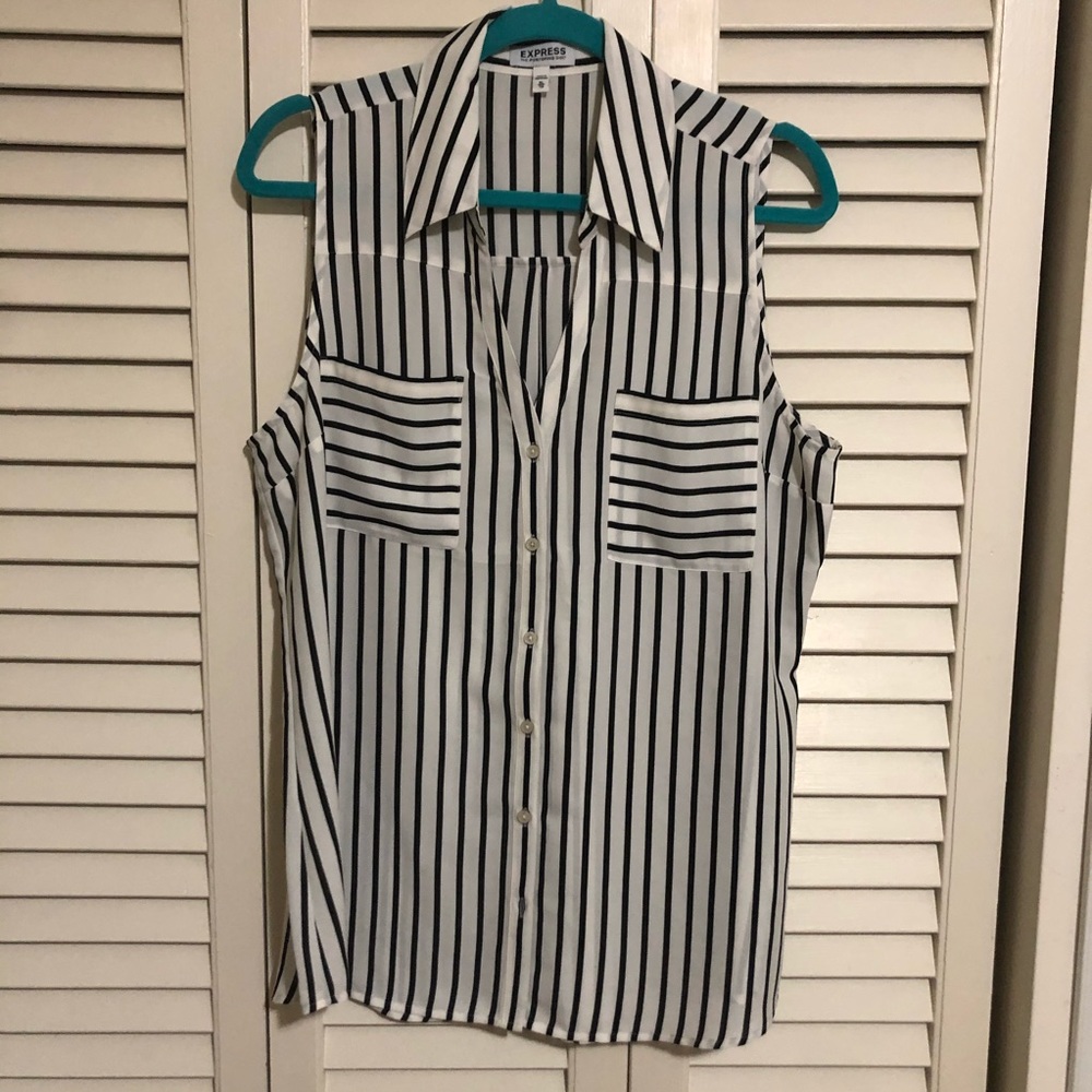 Express black and white stripe portofino top